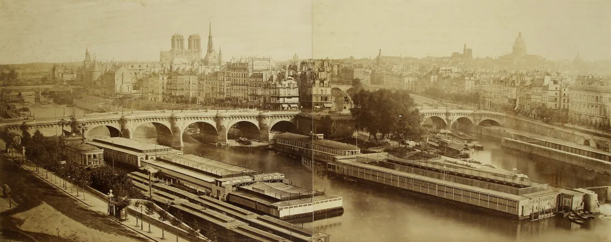 Paris seen from the Louvre in a photograph attributed to Louis-Auguste Bisson, circa 1855.
