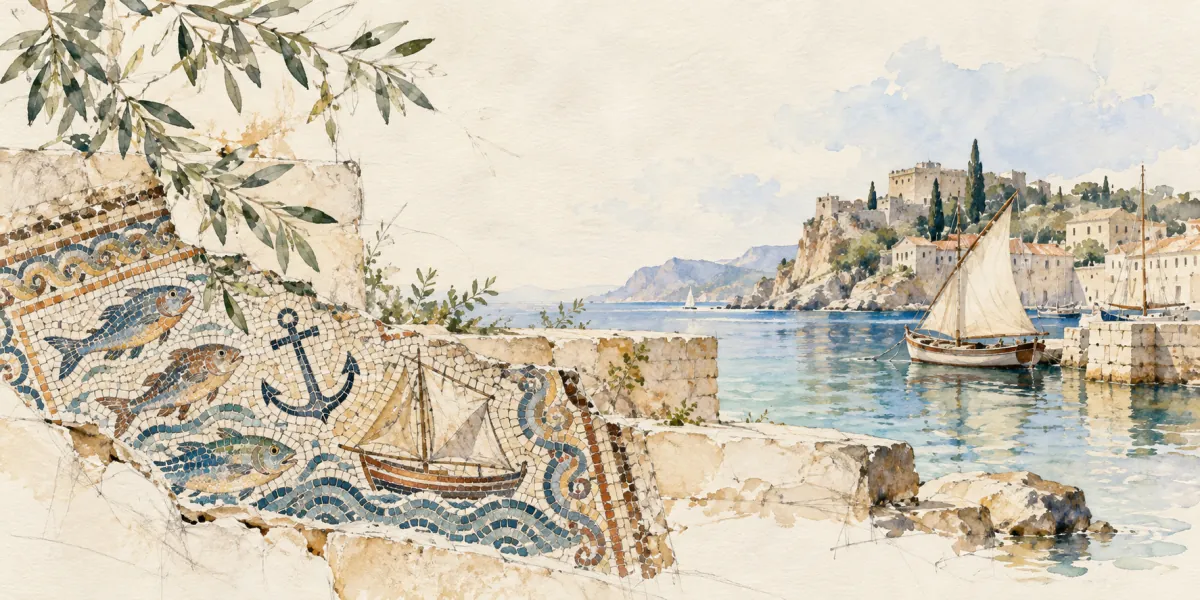 An original AI-generated watercolor evokes the theme of “Provence” without reproducing its scarf design.