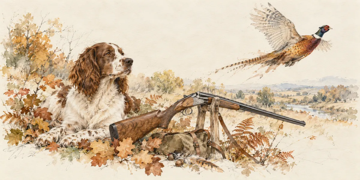 An original AI-generated watercolor evokes the theme of “La chasse à tir” without reproducing its scarf design.