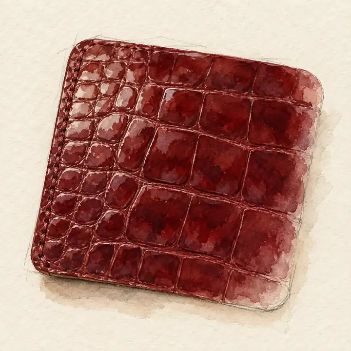 Watercolor of a swatch of Hermès Crocodile Niloticus leather