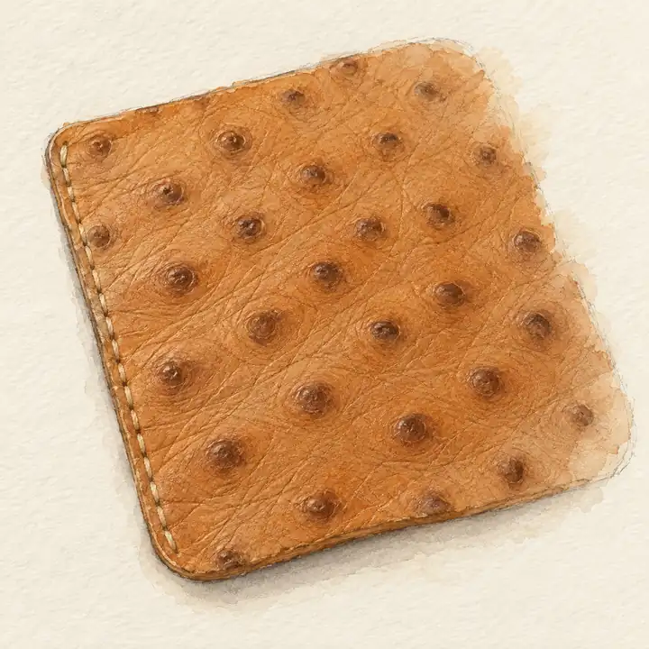 Watercolor of a swatch of Hermès Ostrich leather