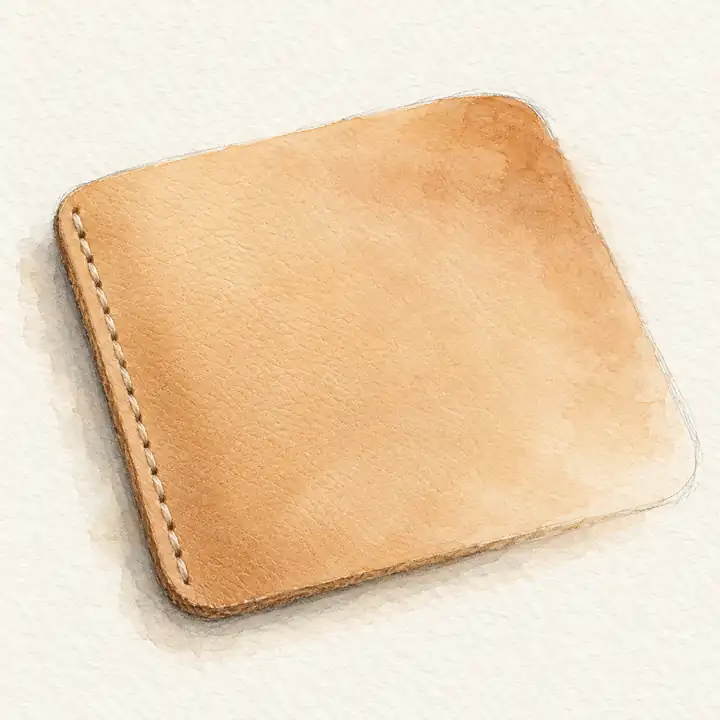 Watercolor of a swatch of Hermès Vache Naturelle leather